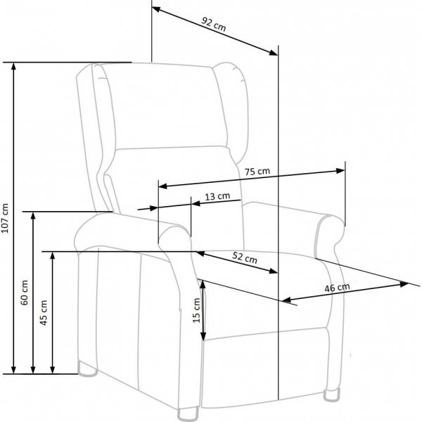 Reclinerf�t�lj i bl�tt tyg