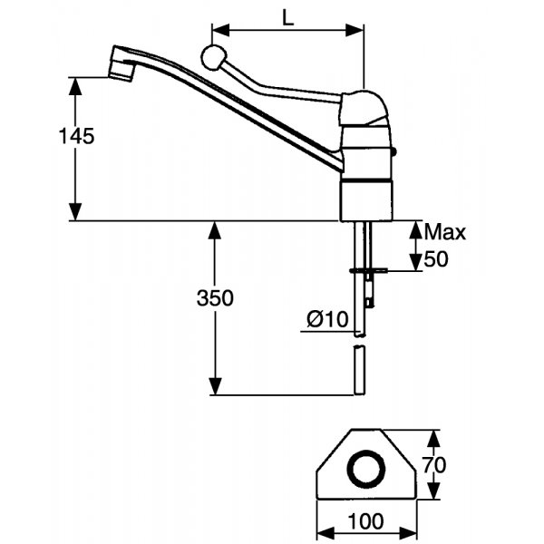 FM Mattsson Kksblandare 9000 sjukhusmodell Krom, spak L: 190