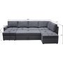 U-soffa b�ddsoffa Dream med f�rvaring - 299 cm - m�rkgr�