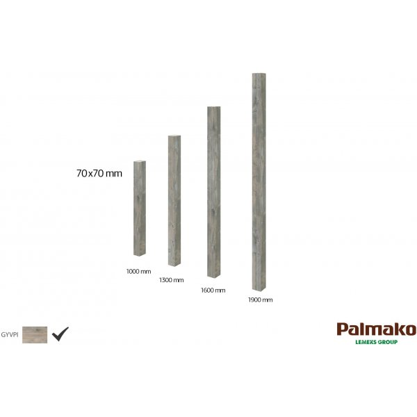 Stolpe massivt trä till staket & väggskärm - Grå tryckimpregnerad Stolpe massivt trä till staket & väggskärm - Grå tryckimpregnerad