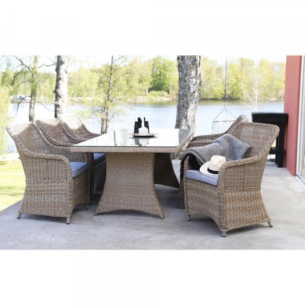 Matgrupp Sienna: Sienna bord inklusive 6 st Lotus fåtöljer Matgrupp Sienna: Sienna bord inklusive 6 st Lotus fåtöljer