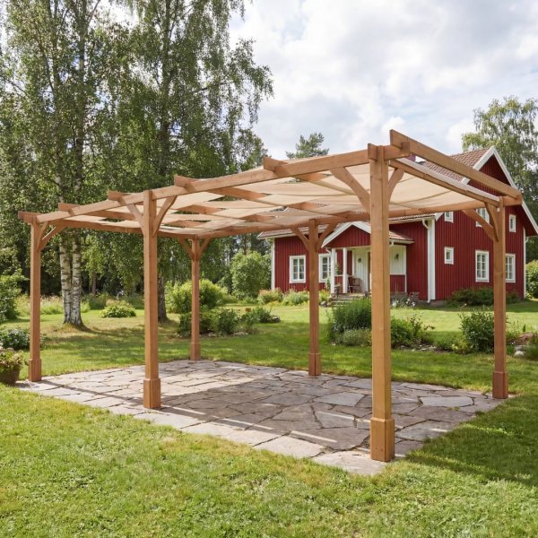 Pergola tr� 6x3 m furu m�rkbrun altan tr�dg�rd