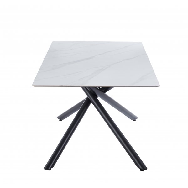 Jupiter matbord - 180x90 cm - Vit marmor keramik topp