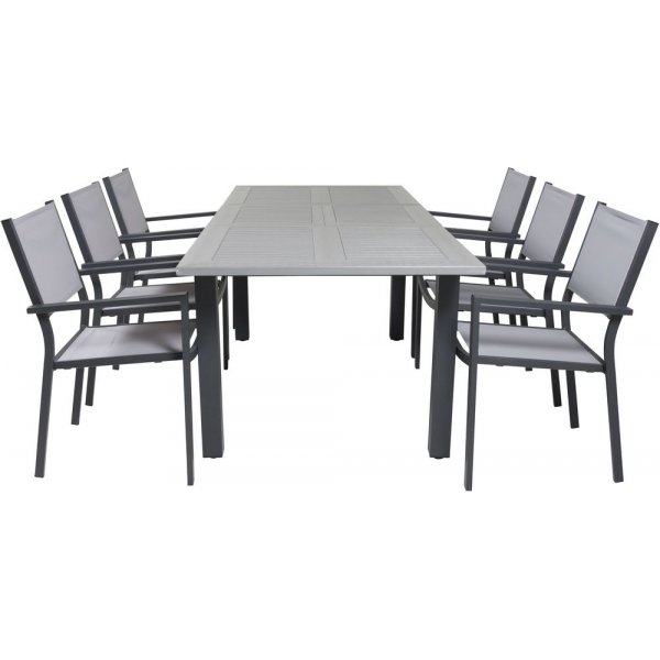 Ekens Matgrupp (152x90) - Svart/Gr - 6 Stolar