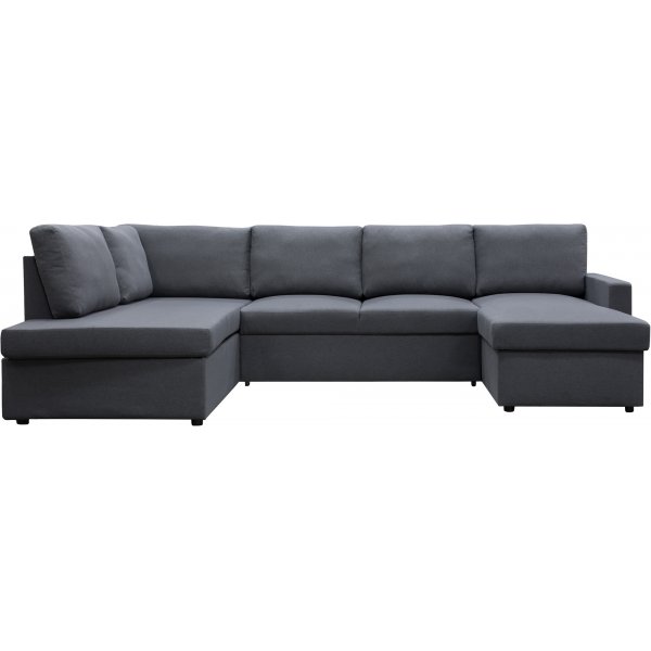 U-soffa b�ddsoffa T�rn� med f�rvaring - 304 cm - m�rkgr�