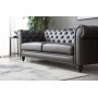 Soffa chesterfield 3-sits 219 cm - mörkbrun PU Soffa chesterfield 3-sits 219 cm - mörkbrun PU
