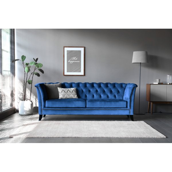 Soffa 3-sits Chesterfield Bl� - Milton