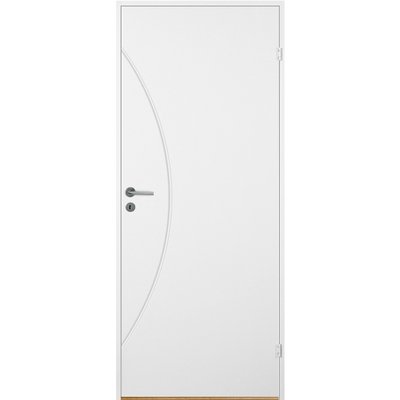 Innerdörr Bornholm - Kompakt dörrblad med spårfräst dekor A7 + Handtagskit - Blankt
