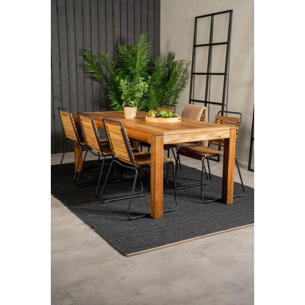 Lekvall Matgrupp (200x90) - Svart/Natur - 6 Stolar Lekvall Matgrupp (200x90) - Svart/Natur - 6 Stolar