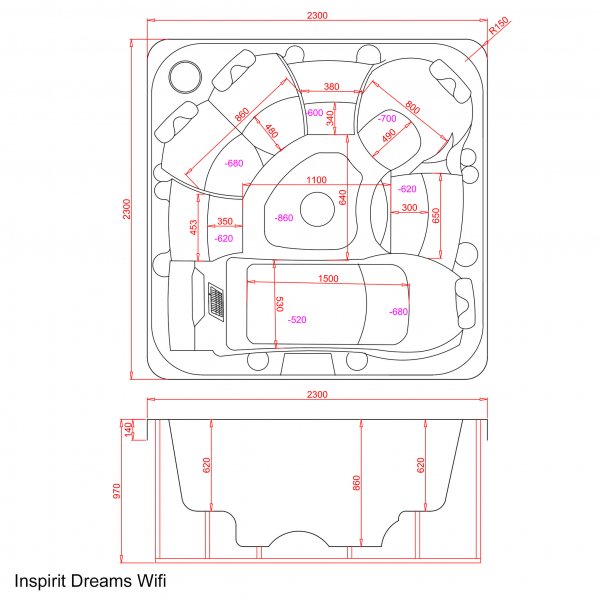 Spabad Inspirit Dreams Blackline - 7 personer Spabad Inspirit Dreams Blackline - 7 personer