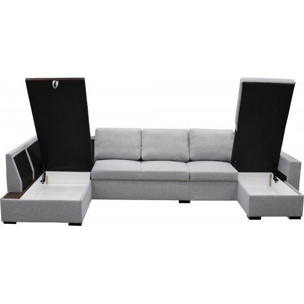 U-soffa Solna XL med f�rvaring - 367 cm - ljusgr�