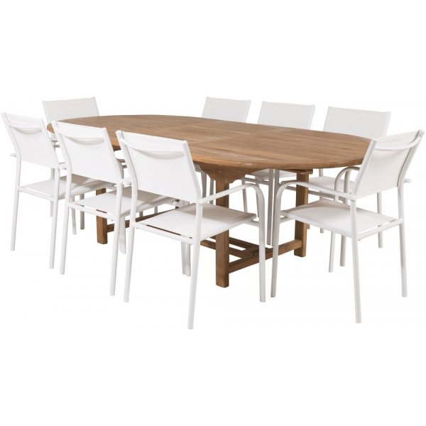 Bjuråker Spisegruppe (180x120) - Hvid/Natur - 8 Stole Bjuråker Spisegruppe (180x120) - Hvid/Natur - 8 Stole