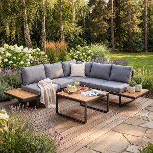 Loungegrupp utomhus aluminium & polywood - 2-delad h�rnsoffa