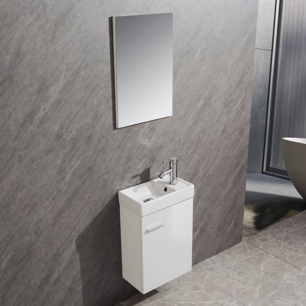 Kylpyhuonekalusteet Fjord - Valkoinen + WC-paperin pidike Kylpyhuonekalusteet Fjord - Valkoinen + WC-paperin pidike