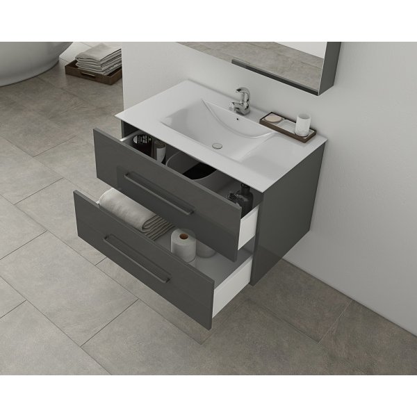 Badrumsmöbler Torino 75 - Antracitfärgat med spegelskåp Badrumsmöbler Torino 75 - Antracitfärgat med spegelskåp