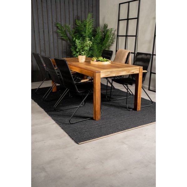 Lekvall Matgrupp (200x90) - Svart/Natur - 6 Stolar