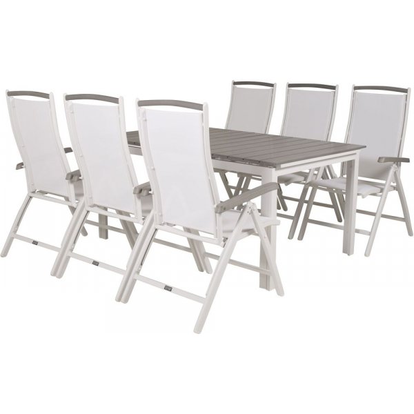 Pr�ssebo Matgrupp (160x100) - Vit/Gr� - 6 Stolar