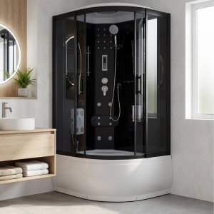 Duschkabin 90x120x215 cm | Svart/Vit | Zeus 1200