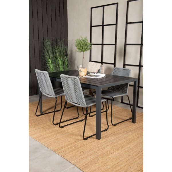 Ervalla Matgrupp (150x90) - Svart - 4 Stolar