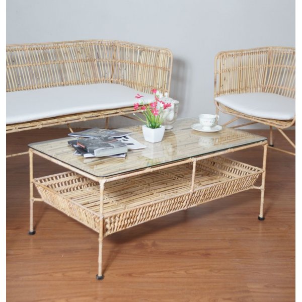 Galice Couchtisch Rattan - Natur/Metall