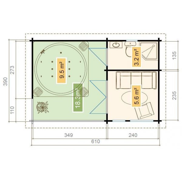 Attefallshus Ekaren I - 23,7 m² Attefallshus Ekaren I - 23,7 m²