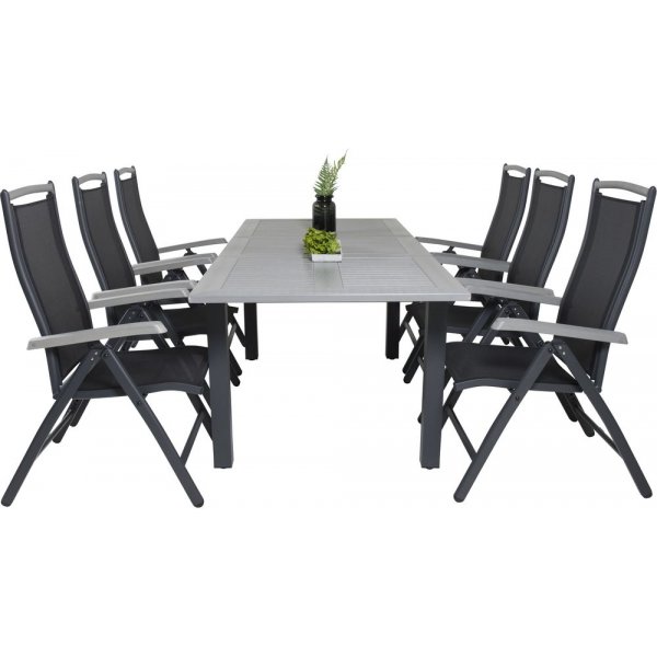 Eken�s Matgrupp (152x90) - Svart/Gr� - 6 Stolar