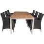 Salstad Matgrupp (200x100) - Svart/Natur/Silver - 6 Stolar