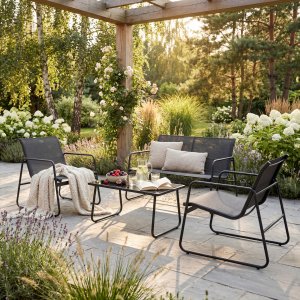 Utegrupp Laguna med soffa f�t�ljer och soffbord - svart
