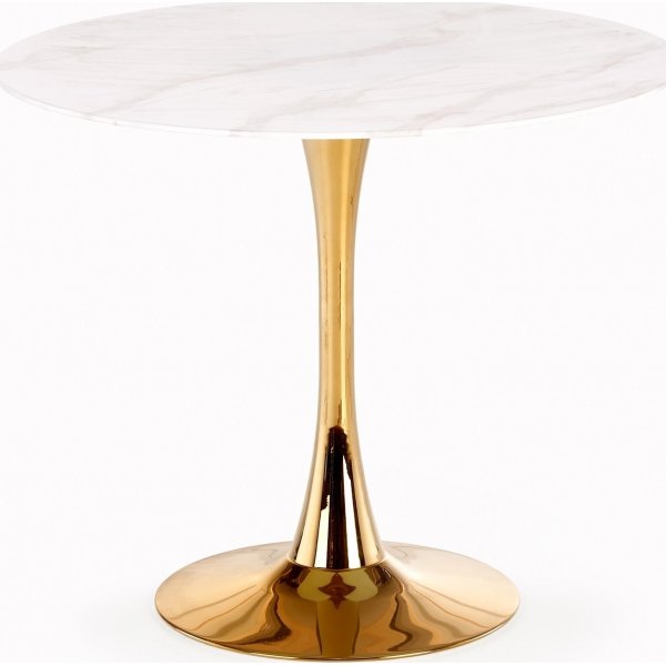 Matbord runt �90 cm - Marmorerat glas/guld