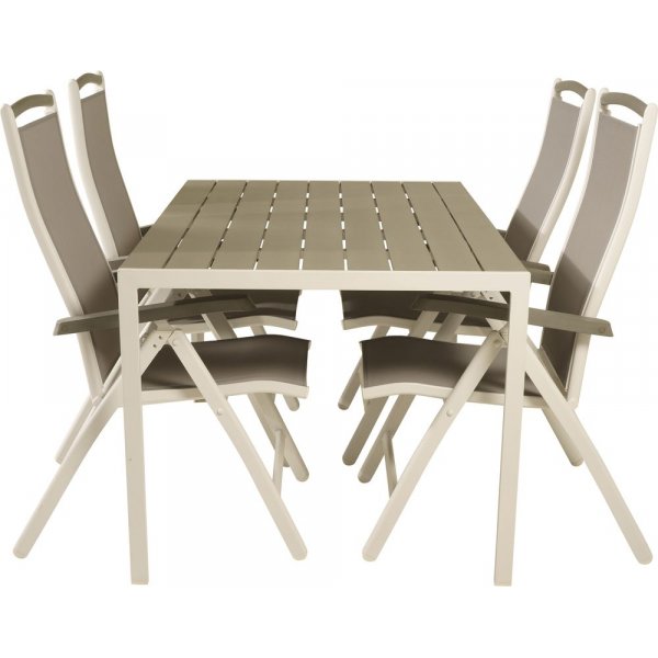 Ervalla Matgrupp (150x90) - Vit/Gr - 4 Stolar