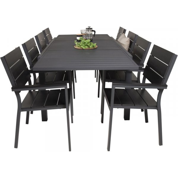 Holma Matgrupp (160x100) - Svart - 8 Stolar