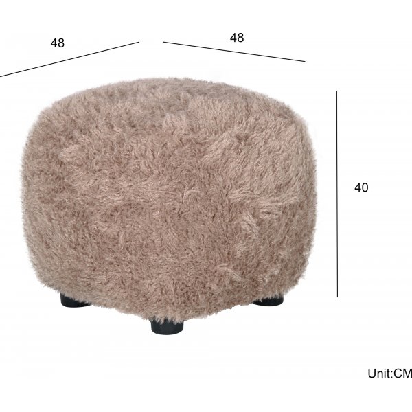 Fluffy sittpuff i brungr�tt h�rigt tyg
