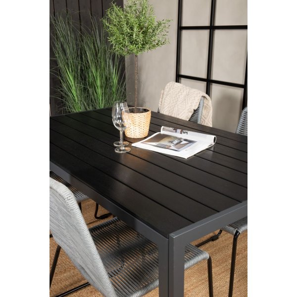 Ervalla Matgrupp (150x90) - Svart - 4 Stolar