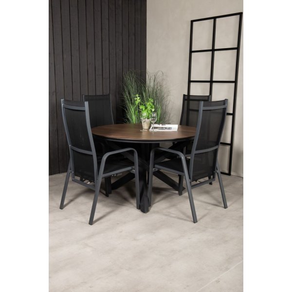 Tottarp Matgrupp (ø140) - Svart/Brun - 4 Stolar Tottarp Matgrupp (ø140) - Svart/Brun - 4 Stolar