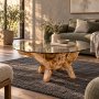 Soffbord 110 x 110 cm Teak/glas - Amazonas
