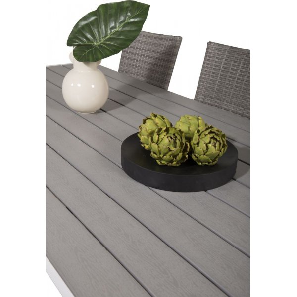 Ervalla Matgrupp (205x90) - Gr�/Vit - 6 Stolar