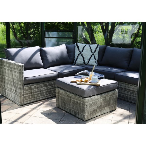 Ingelstorp hrnsoffa med fotpall - Gr konstrotting