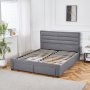 S�ngram med f�rvaring inklusive s�nggavel 160 x 200 cm gr�