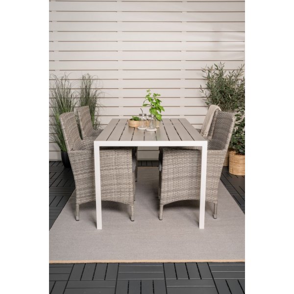 Ervalla Matgrupp (150x90) - Gr/Vit - 4 Stolar