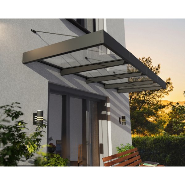 Canopia Sophia Clear XL Entrance baldakin 1,4 x 4 - Mrkegr/klart glas