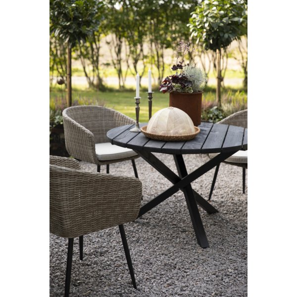Runder Gartentisch Scottsdale Ø112 cm - Schwarz gebeizte Kiefer Runder Gartentisch Scottsdale Ø112 cm - Schwarz gebeizte Kiefer