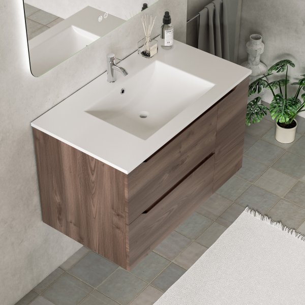 Badrumspaket - Portofino | Mjukst�ngande l�dor & LED-spegel | 80 cm