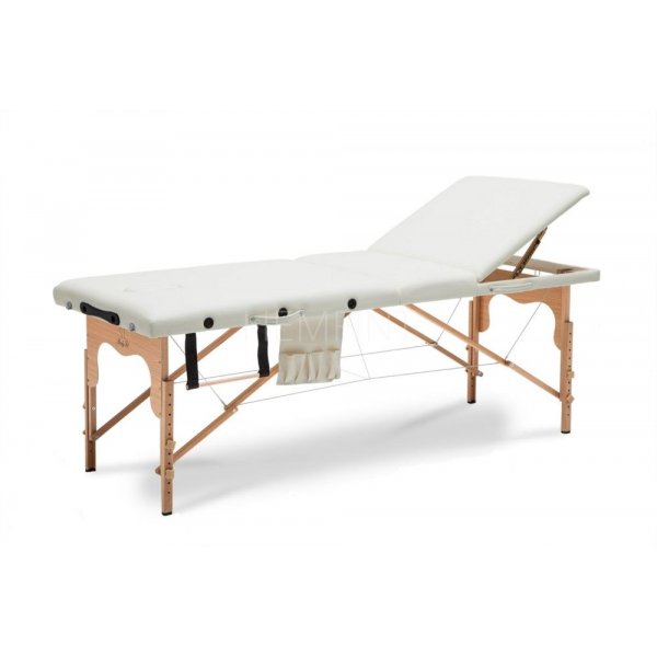 Bred massagebänk med träben - 3 zoner - Enfärgad Bred massagebänk med träben - 3 zoner - Enfärgad