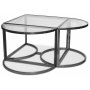 Prins soffbord och sidobord set om 3 bord - Silver/Glas